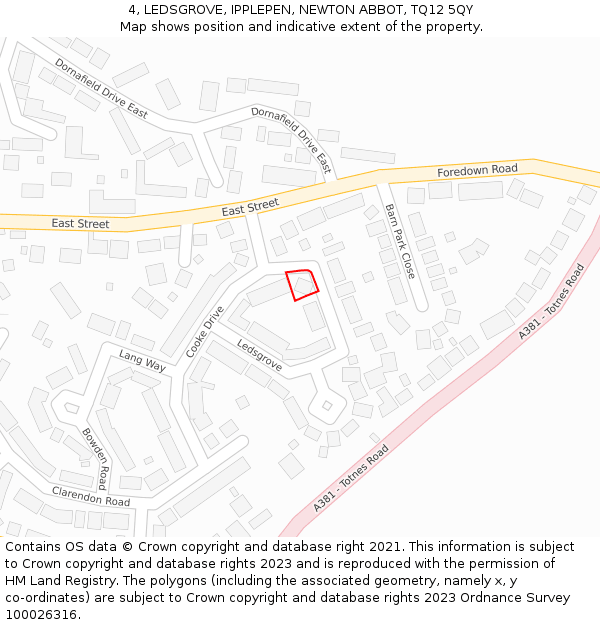 4, LEDSGROVE, IPPLEPEN, NEWTON ABBOT, TQ12 5QY: Location map and indicative extent of plot