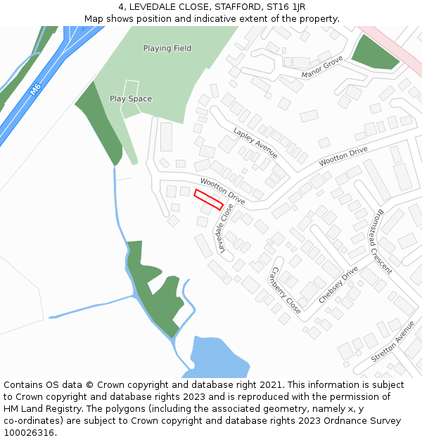 4, LEVEDALE CLOSE, STAFFORD, ST16 1JR: Location map and indicative extent of plot