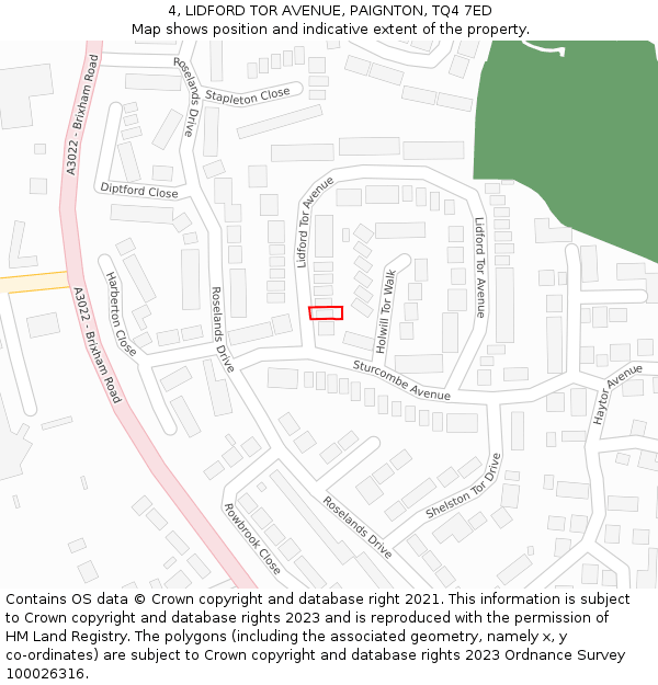4, LIDFORD TOR AVENUE, PAIGNTON, TQ4 7ED: Location map and indicative extent of plot