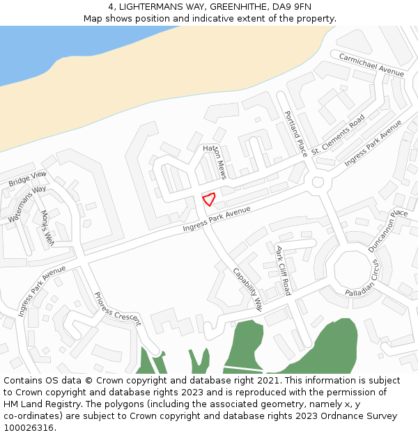 4, LIGHTERMANS WAY, GREENHITHE, DA9 9FN: Location map and indicative extent of plot