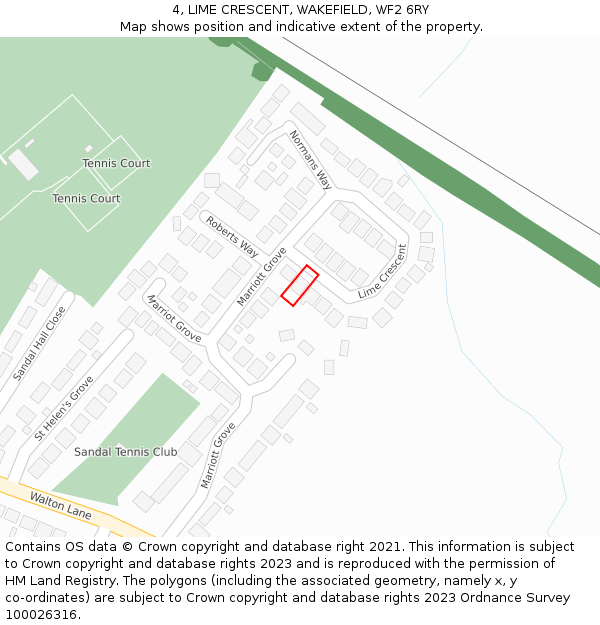 4, LIME CRESCENT, WAKEFIELD, WF2 6RY: Location map and indicative extent of plot