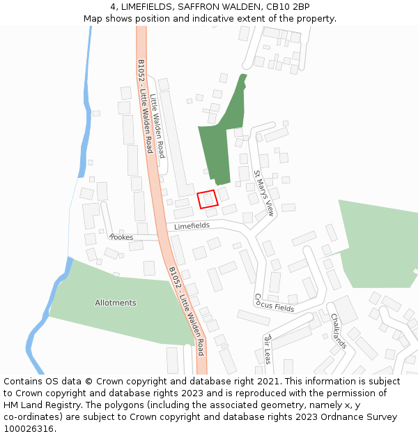 4, LIMEFIELDS, SAFFRON WALDEN, CB10 2BP: Location map and indicative extent of plot