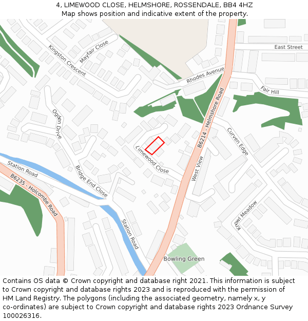 4, LIMEWOOD CLOSE, HELMSHORE, ROSSENDALE, BB4 4HZ: Location map and indicative extent of plot