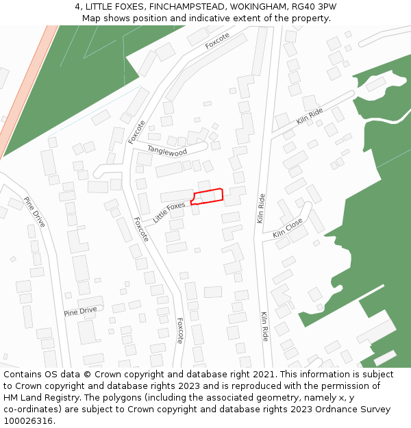 4, LITTLE FOXES, FINCHAMPSTEAD, WOKINGHAM, RG40 3PW: Location map and indicative extent of plot