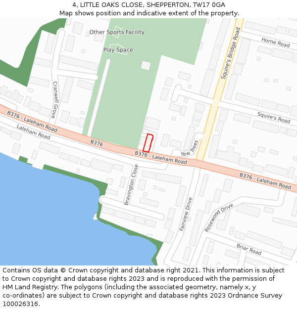 4, LITTLE OAKS CLOSE, SHEPPERTON, TW17 0GA: Location map and indicative extent of plot