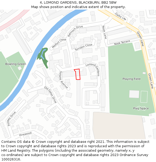 4, LOMOND GARDENS, BLACKBURN, BB2 5BW: Location map and indicative extent of plot