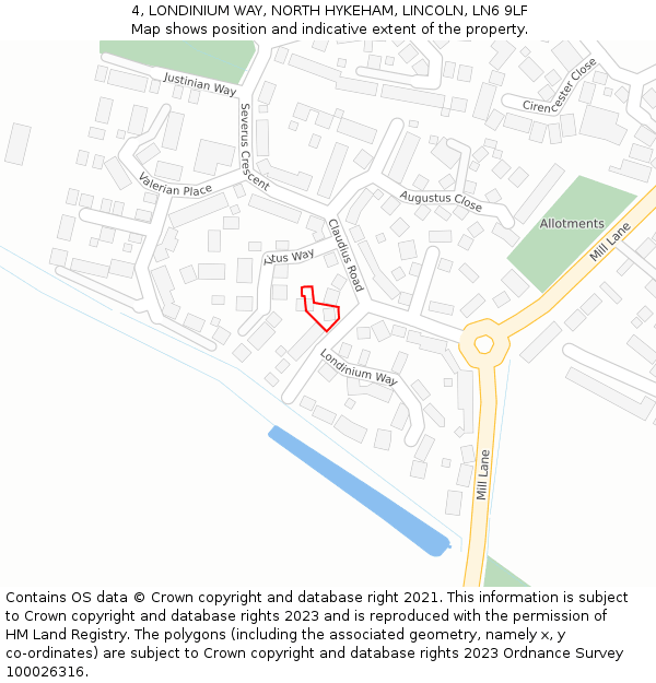 4, LONDINIUM WAY, NORTH HYKEHAM, LINCOLN, LN6 9LF: Location map and indicative extent of plot