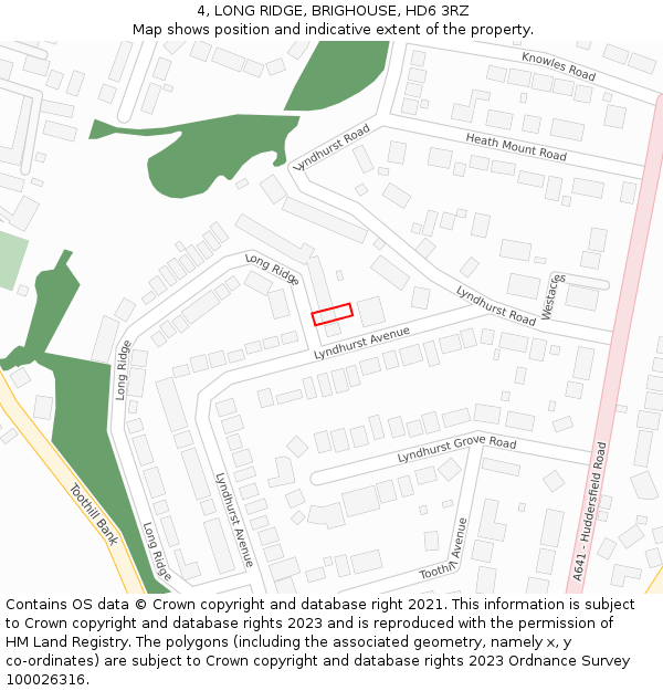 4, LONG RIDGE, BRIGHOUSE, HD6 3RZ: Location map and indicative extent of plot