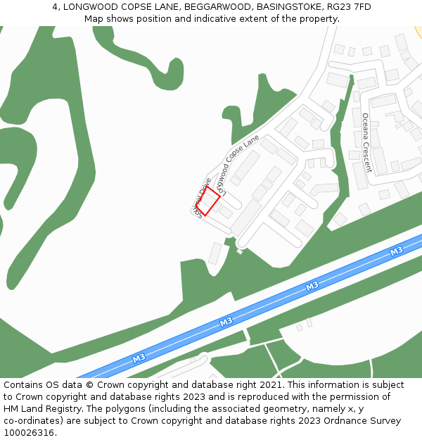 4, LONGWOOD COPSE LANE, BEGGARWOOD, BASINGSTOKE, RG23 7FD: Location map and indicative extent of plot