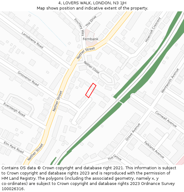 4, LOVERS WALK, LONDON, N3 1JH: Location map and indicative extent of plot