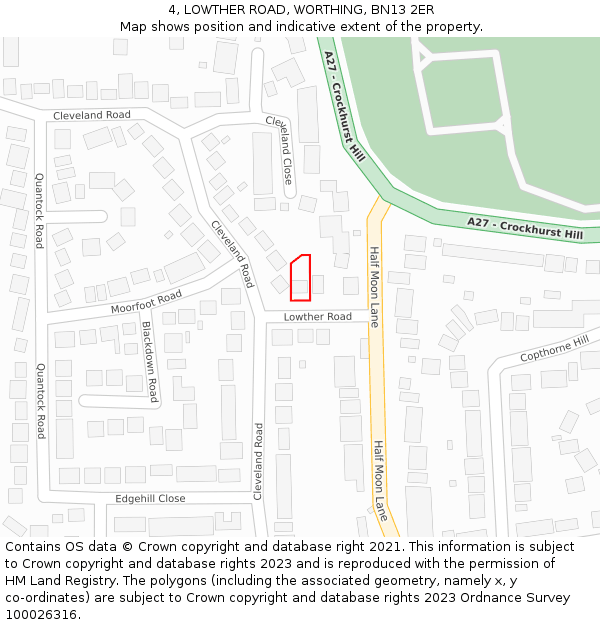 4, LOWTHER ROAD, WORTHING, BN13 2ER: Location map and indicative extent of plot