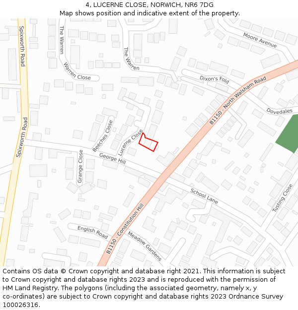 4, LUCERNE CLOSE, NORWICH, NR6 7DG: Location map and indicative extent of plot