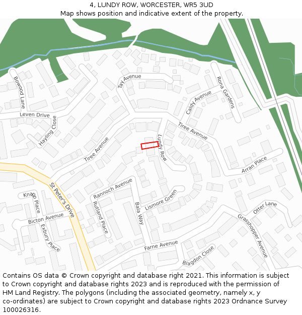 4, LUNDY ROW, WORCESTER, WR5 3UD: Location map and indicative extent of plot