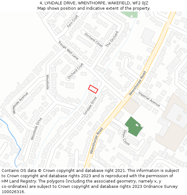 4, LYNDALE DRIVE, WRENTHORPE, WAKEFIELD, WF2 0JZ: Location map and indicative extent of plot