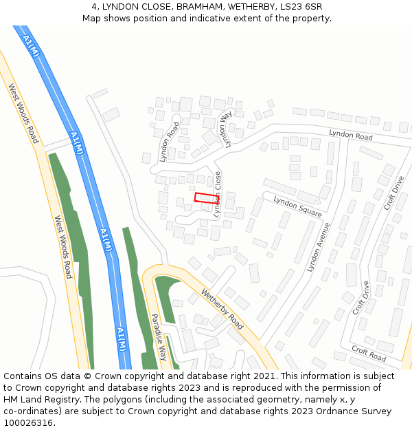 4, LYNDON CLOSE, BRAMHAM, WETHERBY, LS23 6SR: Location map and indicative extent of plot
