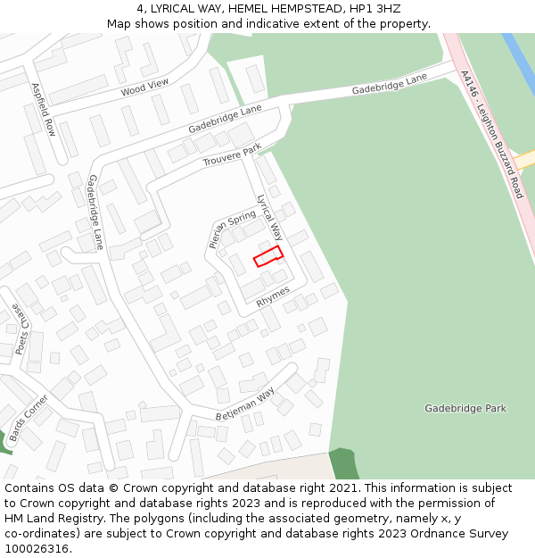 4, LYRICAL WAY, HEMEL HEMPSTEAD, HP1 3HZ: Location map and indicative extent of plot