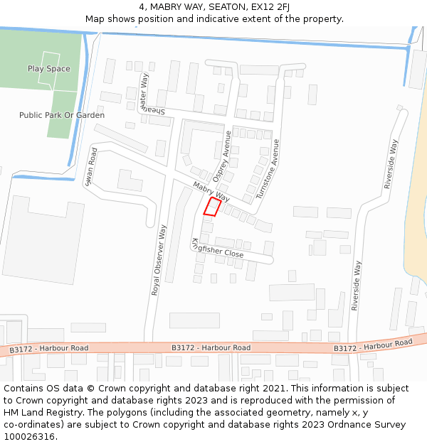 4, MABRY WAY, SEATON, EX12 2FJ: Location map and indicative extent of plot