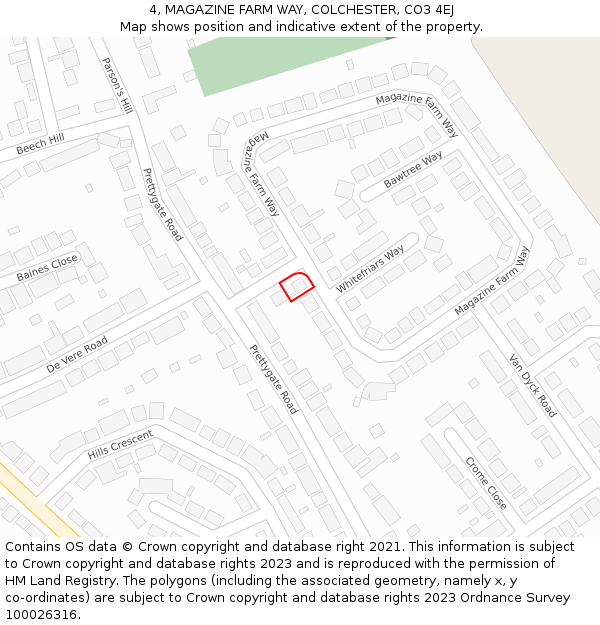 4, MAGAZINE FARM WAY, COLCHESTER, CO3 4EJ: Location map and indicative extent of plot