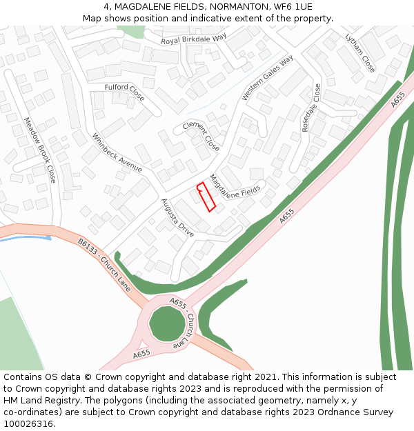 4, MAGDALENE FIELDS, NORMANTON, WF6 1UE: Location map and indicative extent of plot