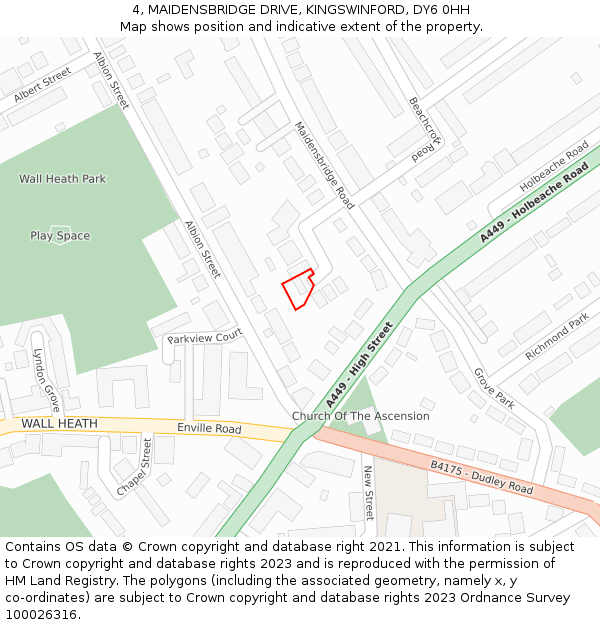 4, MAIDENSBRIDGE DRIVE, KINGSWINFORD, DY6 0HH: Location map and indicative extent of plot