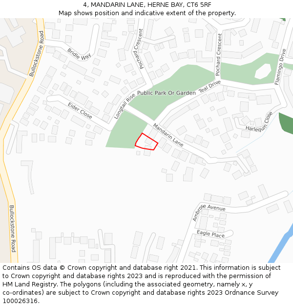 4, MANDARIN LANE, HERNE BAY, CT6 5RF: Location map and indicative extent of plot