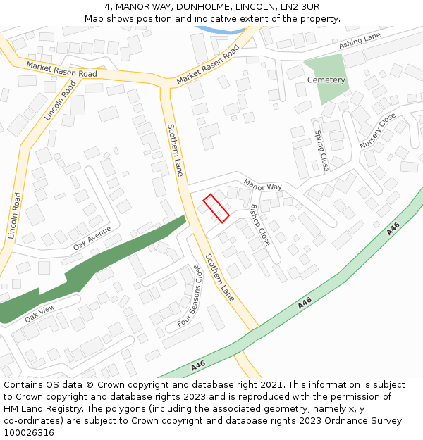 4, MANOR WAY, DUNHOLME, LINCOLN, LN2 3UR: Location map and indicative extent of plot