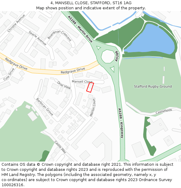 4, MANSELL CLOSE, STAFFORD, ST16 1AG: Location map and indicative extent of plot