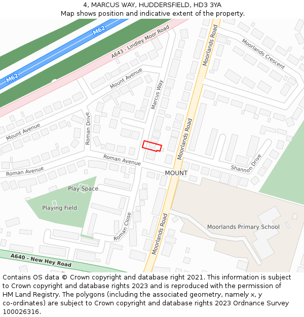4, MARCUS WAY, HUDDERSFIELD, HD3 3YA: Location map and indicative extent of plot