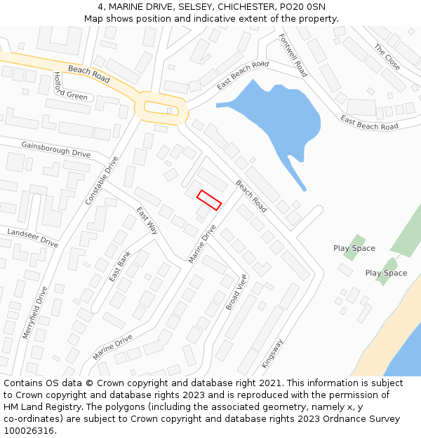 4, MARINE DRIVE, SELSEY, CHICHESTER, PO20 0SN: Location map and indicative extent of plot