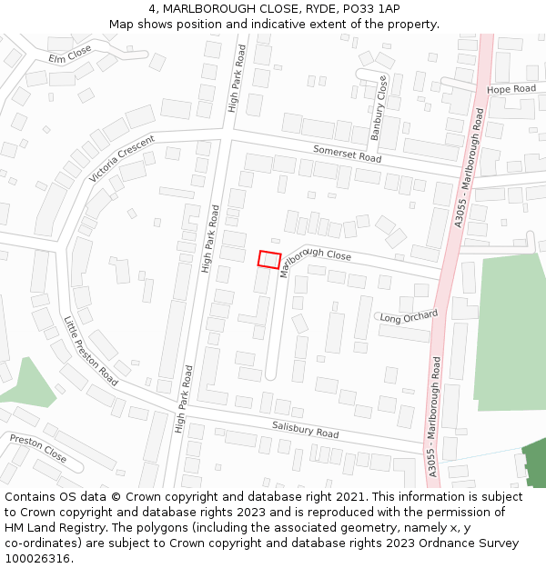 4, MARLBOROUGH CLOSE, RYDE, PO33 1AP: Location map and indicative extent of plot