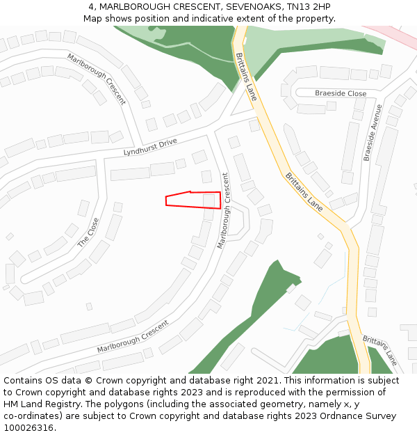 4, MARLBOROUGH CRESCENT, SEVENOAKS, TN13 2HP: Location map and indicative extent of plot