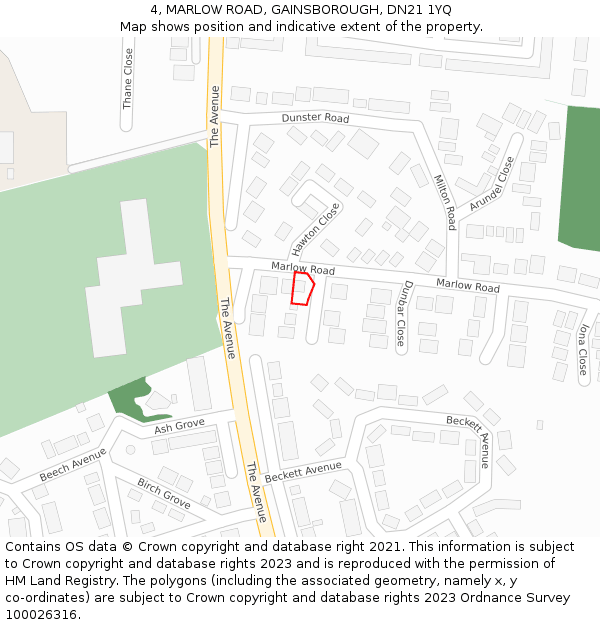4, MARLOW ROAD, GAINSBOROUGH, DN21 1YQ: Location map and indicative extent of plot