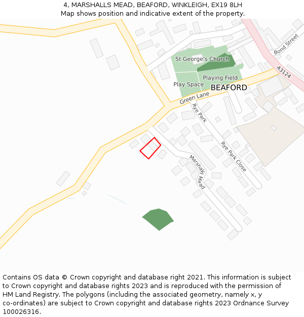 4, MARSHALLS MEAD, BEAFORD, WINKLEIGH, EX19 8LH: Location map and indicative extent of plot