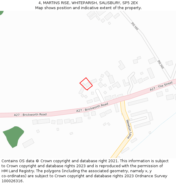 4, MARTINS RISE, WHITEPARISH, SALISBURY, SP5 2EX: Location map and indicative extent of plot