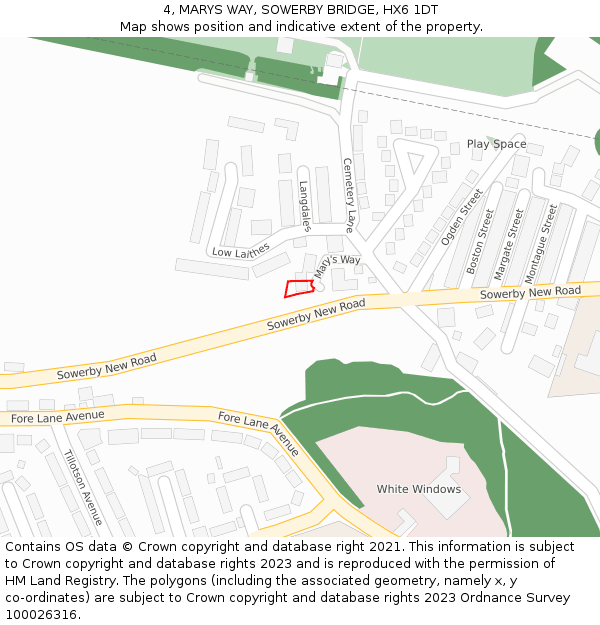 4, MARYS WAY, SOWERBY BRIDGE, HX6 1DT: Location map and indicative extent of plot