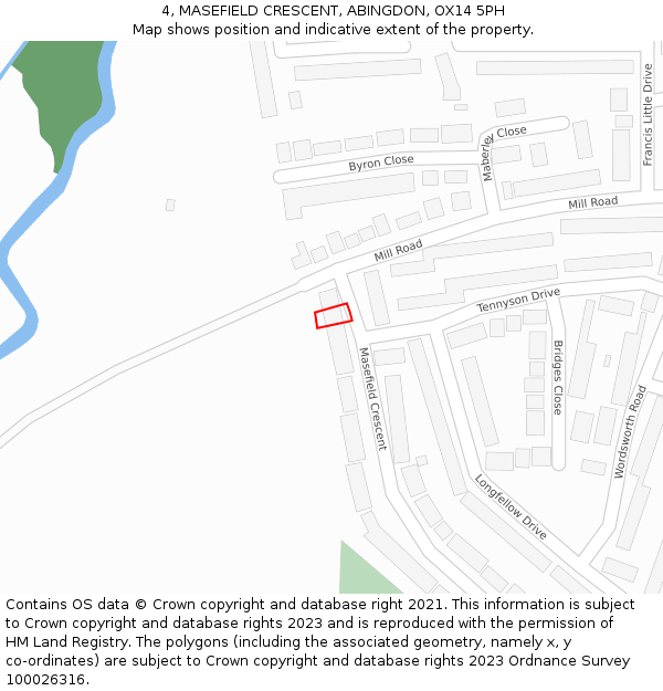 4, MASEFIELD CRESCENT, ABINGDON, OX14 5PH: Location map and indicative extent of plot