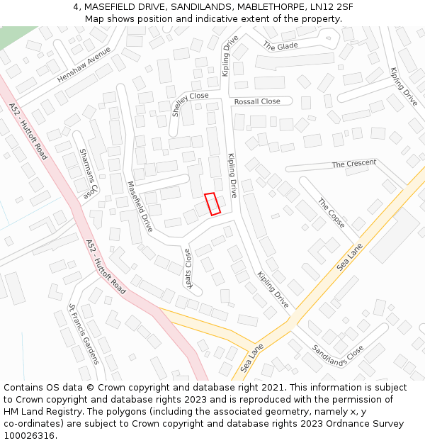 4, MASEFIELD DRIVE, SANDILANDS, MABLETHORPE, LN12 2SF: Location map and indicative extent of plot