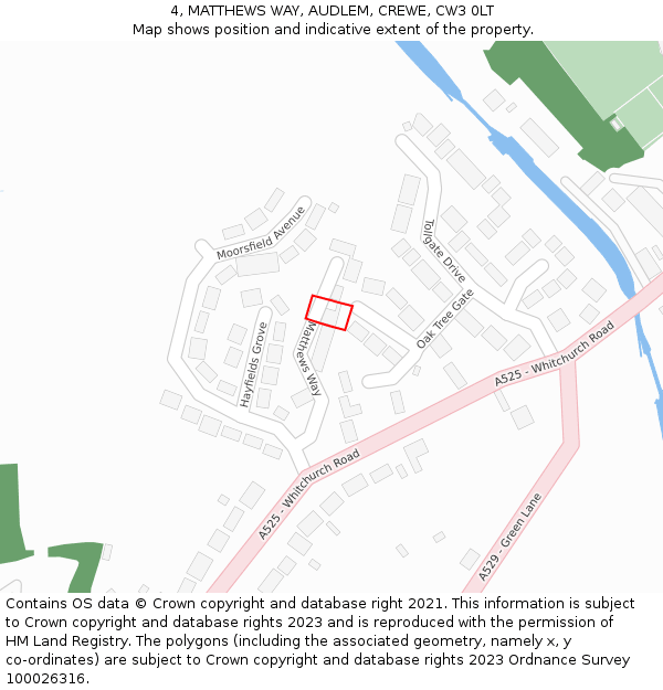 4, MATTHEWS WAY, AUDLEM, CREWE, CW3 0LT: Location map and indicative extent of plot