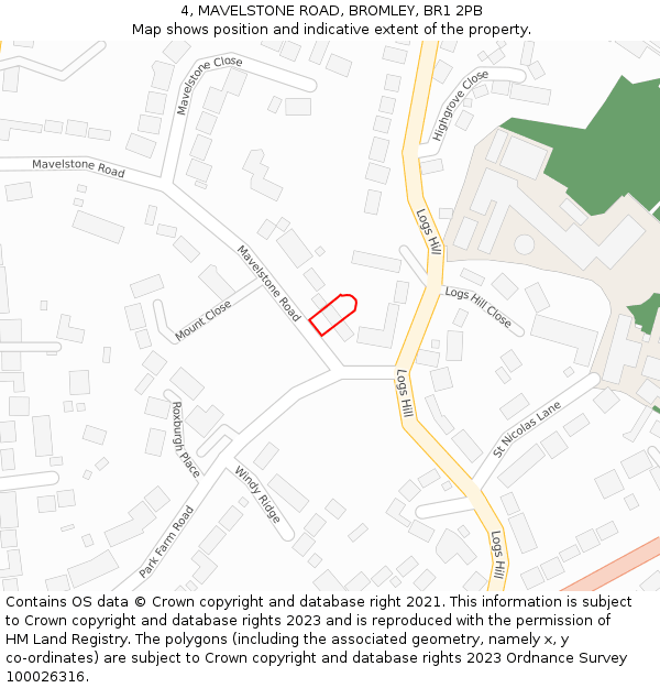 4, MAVELSTONE ROAD, BROMLEY, BR1 2PB: Location map and indicative extent of plot