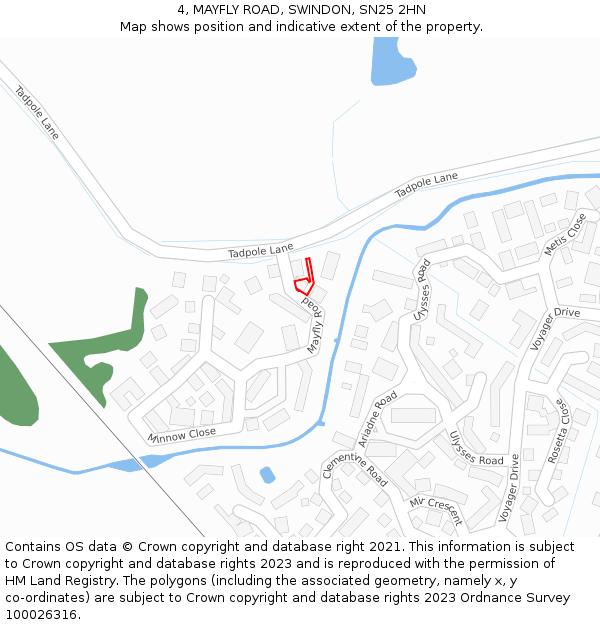 4, MAYFLY ROAD, SWINDON, SN25 2HN: Location map and indicative extent of plot