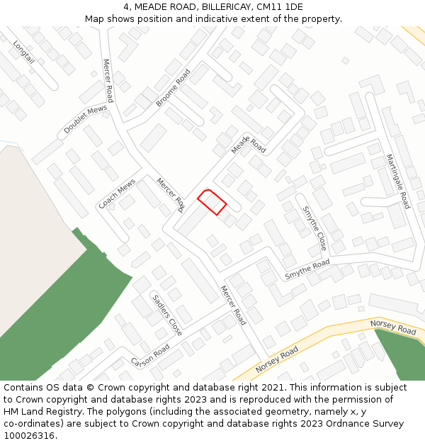 4, MEADE ROAD, BILLERICAY, CM11 1DE: Location map and indicative extent of plot