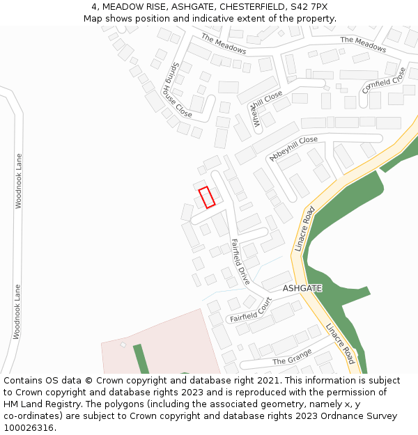 4, MEADOW RISE, ASHGATE, CHESTERFIELD, S42 7PX: Location map and indicative extent of plot