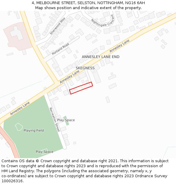 4, MELBOURNE STREET, SELSTON, NOTTINGHAM, NG16 6AH: Location map and indicative extent of plot