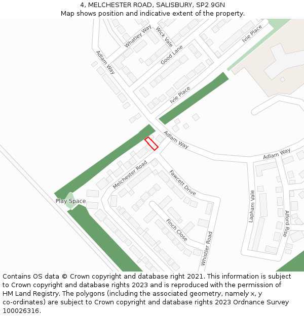 4, MELCHESTER ROAD, SALISBURY, SP2 9GN: Location map and indicative extent of plot