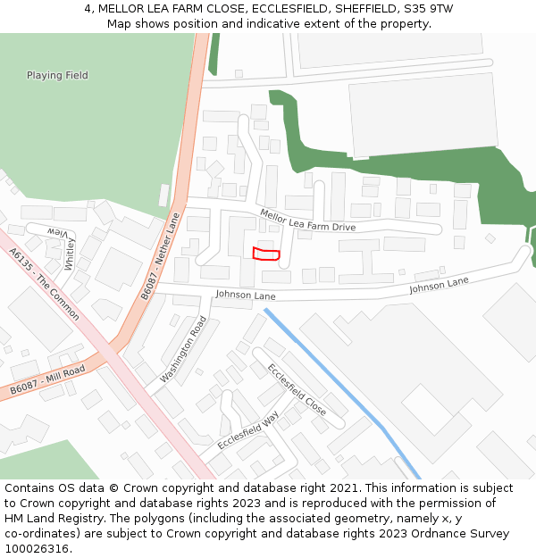 4, MELLOR LEA FARM CLOSE, ECCLESFIELD, SHEFFIELD, S35 9TW: Location map and indicative extent of plot