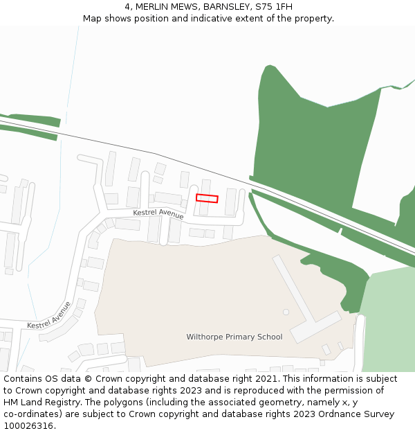 4, MERLIN MEWS, BARNSLEY, S75 1FH: Location map and indicative extent of plot