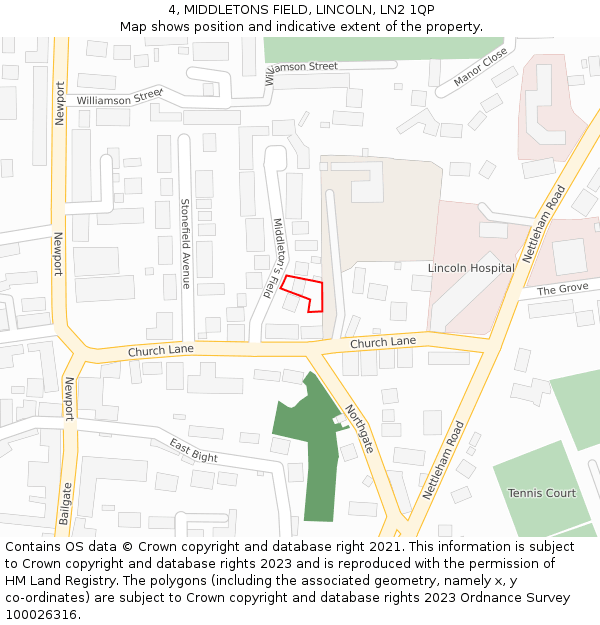 4, MIDDLETONS FIELD, LINCOLN, LN2 1QP: Location map and indicative extent of plot