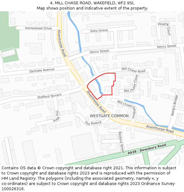 4, MILL CHASE ROAD, WAKEFIELD, WF2 9SL: Location map and indicative extent of plot