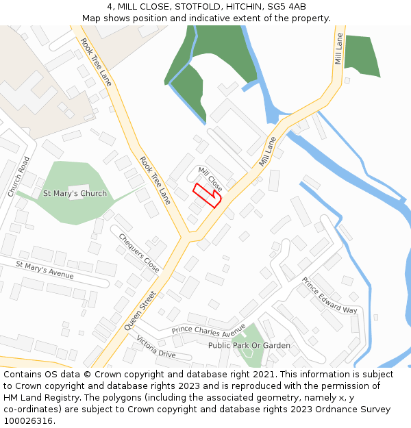 4, MILL CLOSE, STOTFOLD, HITCHIN, SG5 4AB: Location map and indicative extent of plot