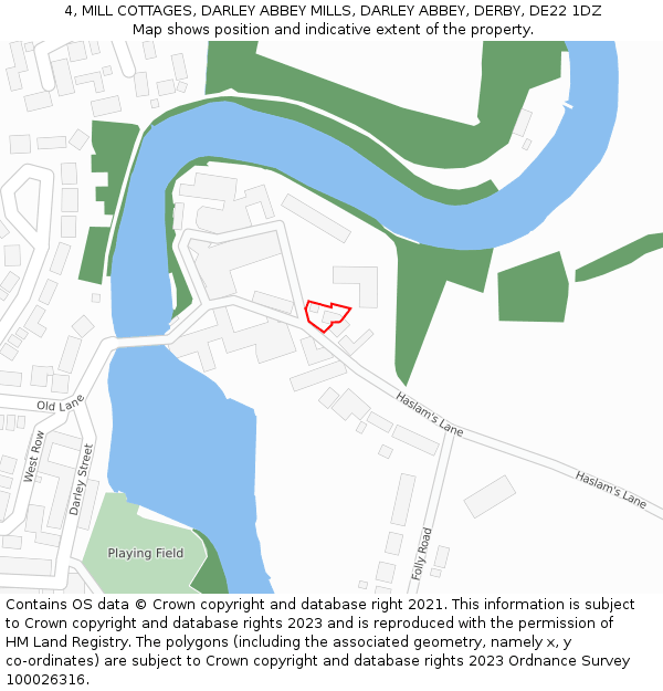 4, MILL COTTAGES, DARLEY ABBEY MILLS, DARLEY ABBEY, DERBY, DE22 1DZ: Location map and indicative extent of plot